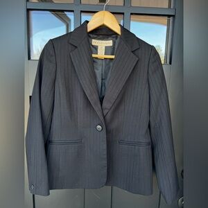 Apostrophe Women's Petite 4 Pinstripe Black Blazer Business Career